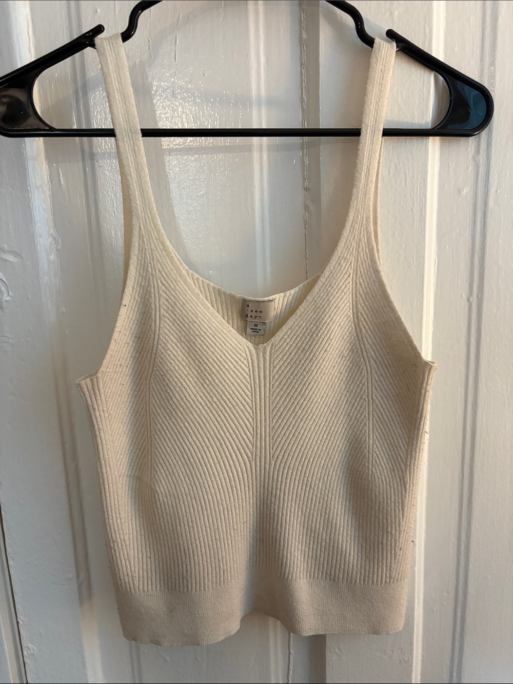 a new day Cream Ribbed V-Neck Tank Top